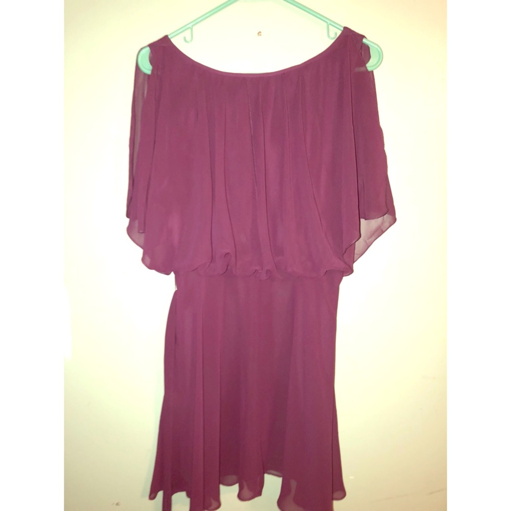 Dark plum colored sleeveless cocktail dress